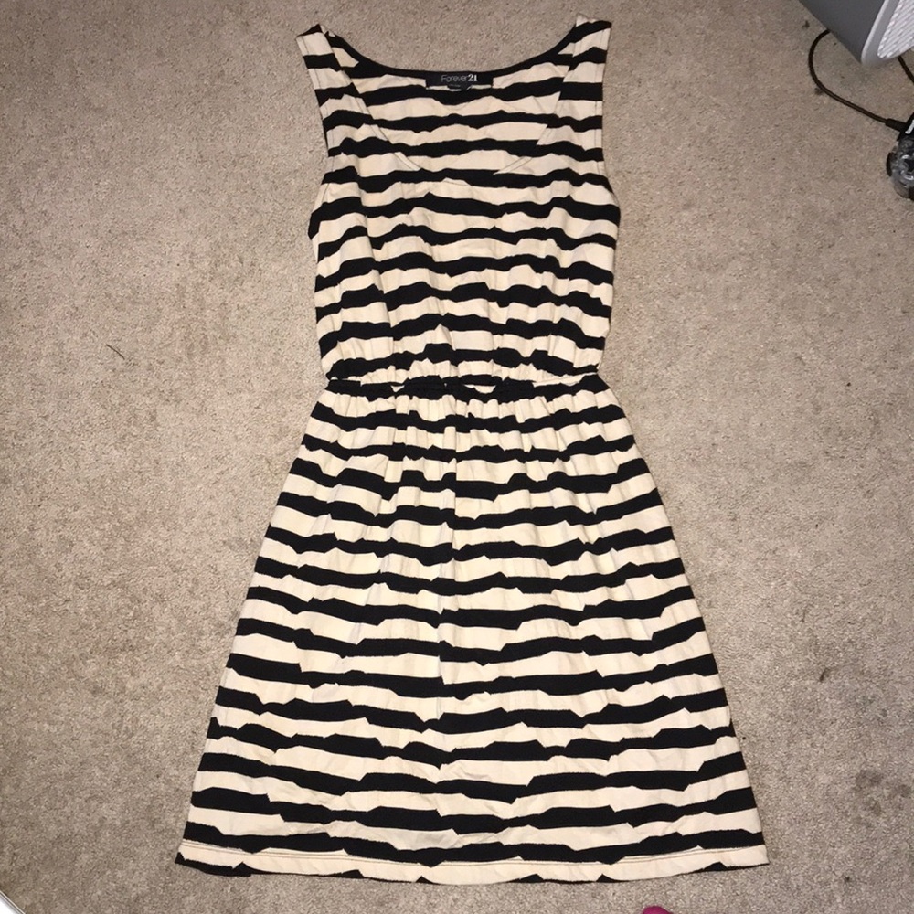 Black/Cream striped dress.